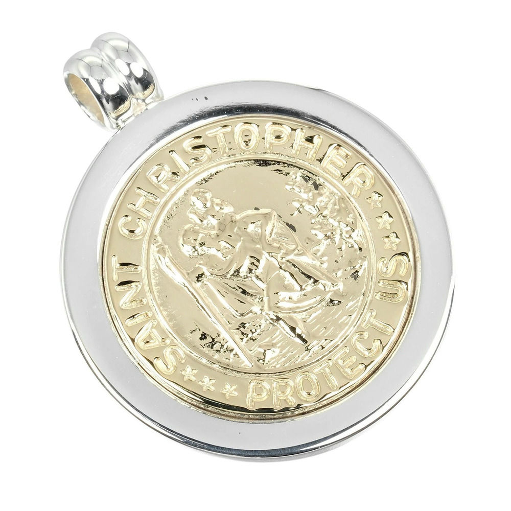 Tiffany Co St Christopher Pendant Top Sterling Silver Yellow Gold